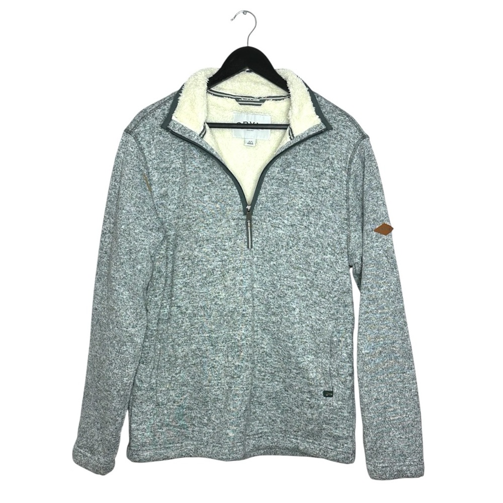 Orvis Sherpa Lined Quarter Zip Pullover Fleece Gray Outdoor Mens Medium